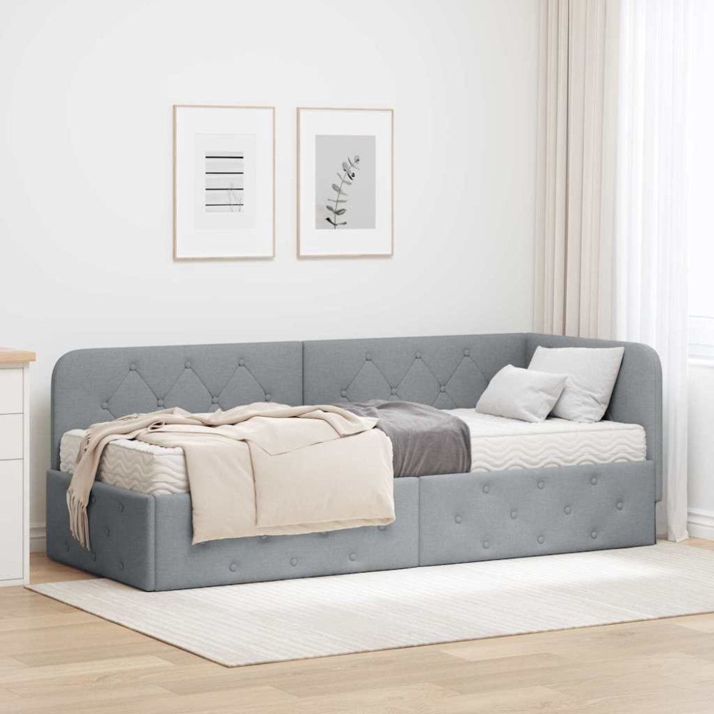 vidaXL Hörn Sängram Ljusgrå 80 x 200 cm tyg