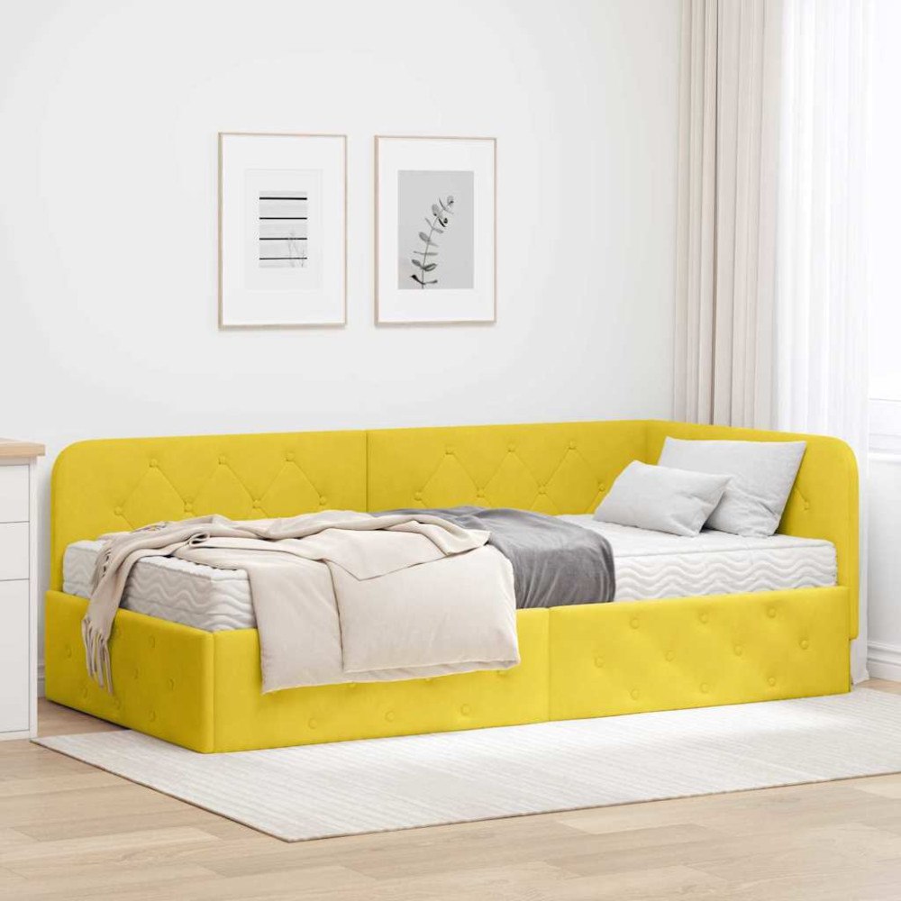 vidaXL Hörn Sängram Gul 100 x 200 cm Sammet
