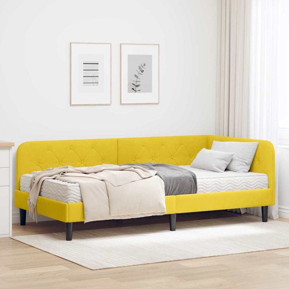 vidaXL Hörn Sängram Gul 90 x 190 cm Sammet