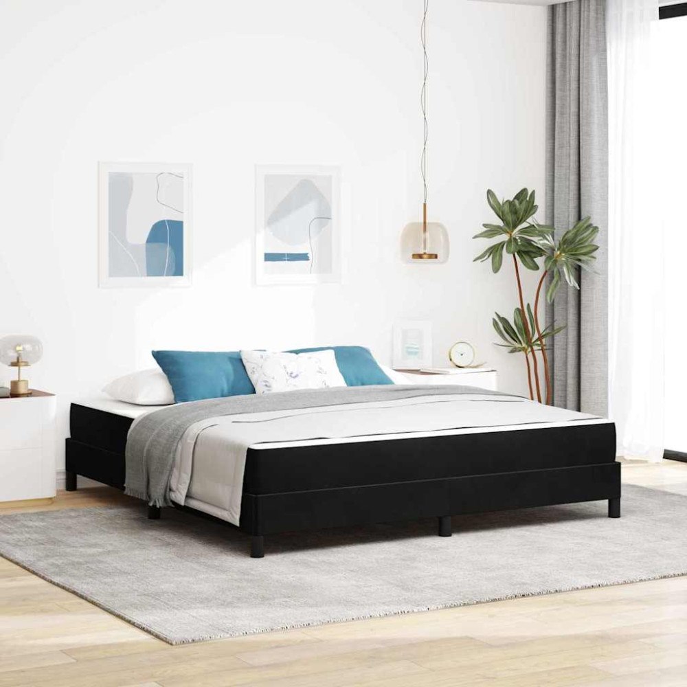 vidaXL Bäddfjäder med madrass Svart 180 x 210 cm tyg
