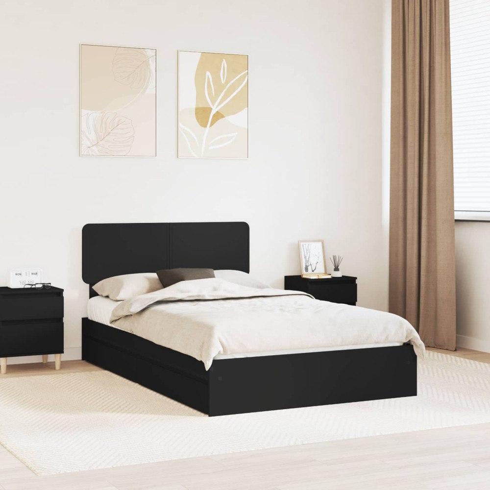 vidaXL Förvaringssäng med låda Svart 135 x 190 cm Konstruerat trä