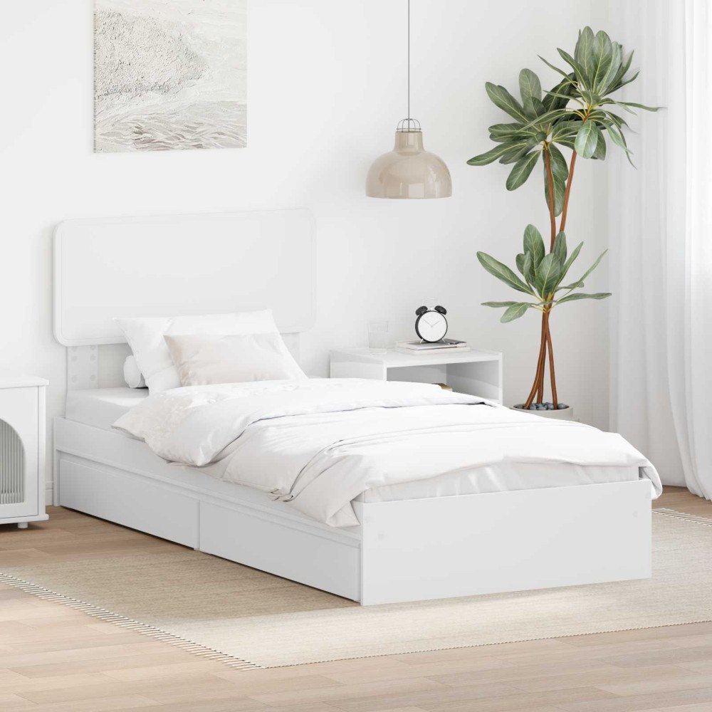 vidaXL Förvaringssäng med låda Vit 75 x 190 cm Konstruerat trä