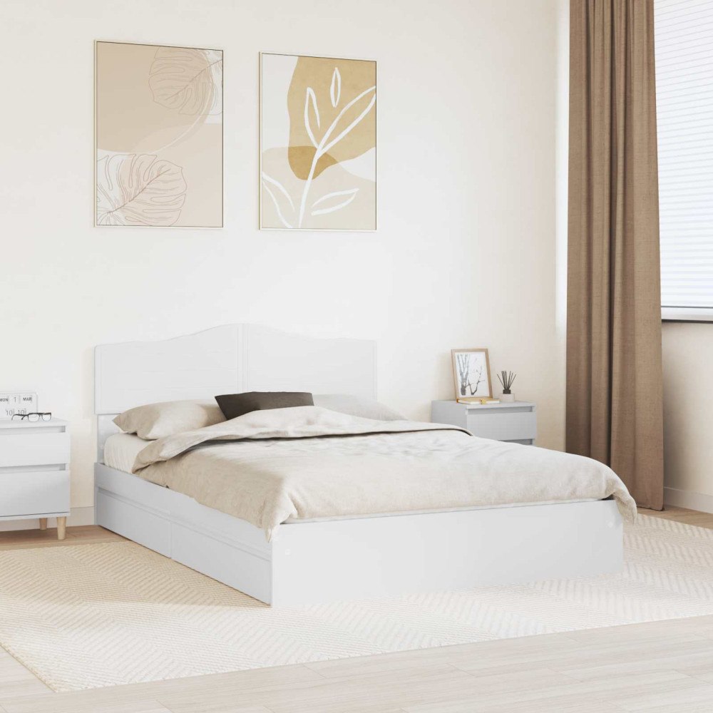 vidaXL Förvaringssäng med låda Vit 150 x 200 cm Konstruerat trä