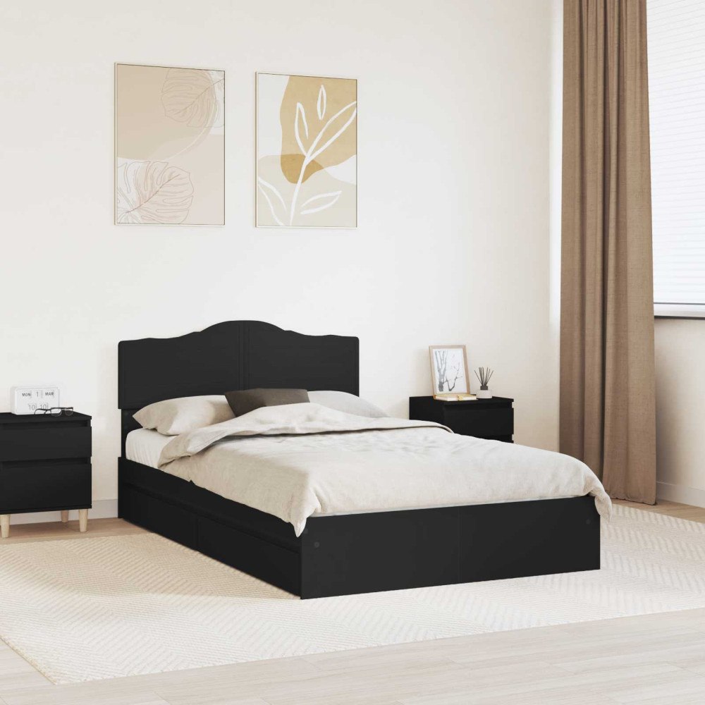 vidaXL Förvaringssäng med låda Svart 135 x 190 cm Konstruerat trä