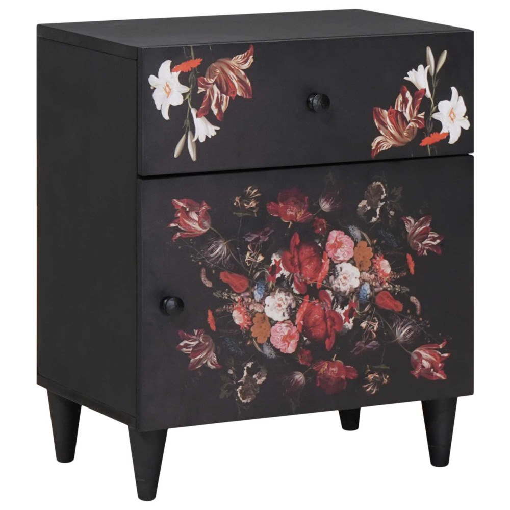 vidaXL Sängbord Flerfärgsdesign 50 x 33 x 60 cm Massivt mangoträ