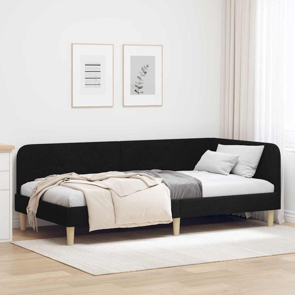 vidaXL Hörn Sängram Svart 100 x 200 cm tyg