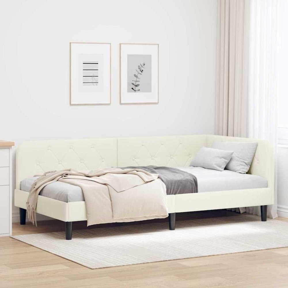 vidaXL Hörn Sängram Kräm 90 x 190 cm Sammet