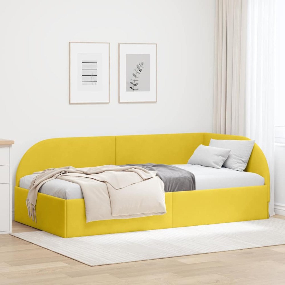 vidaXL Hörn Sängram med huvudgavel Gul 80 cm x 200 cm Sammet