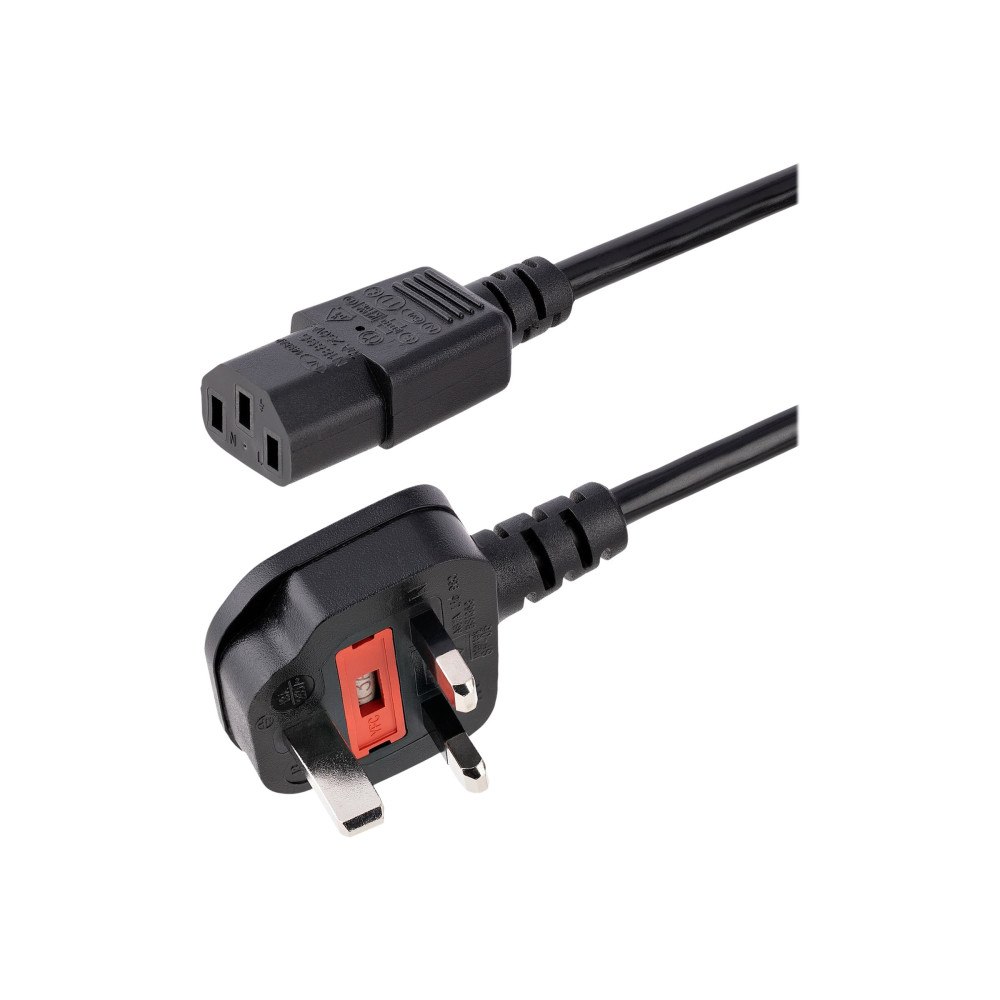 StarTech.com StarTech.com 3ft (1m) UK Computer Power Cable, BS 1363 to C13 Power Cord, 18AWG, 10A 250V, Black Replacement AC Power Co...