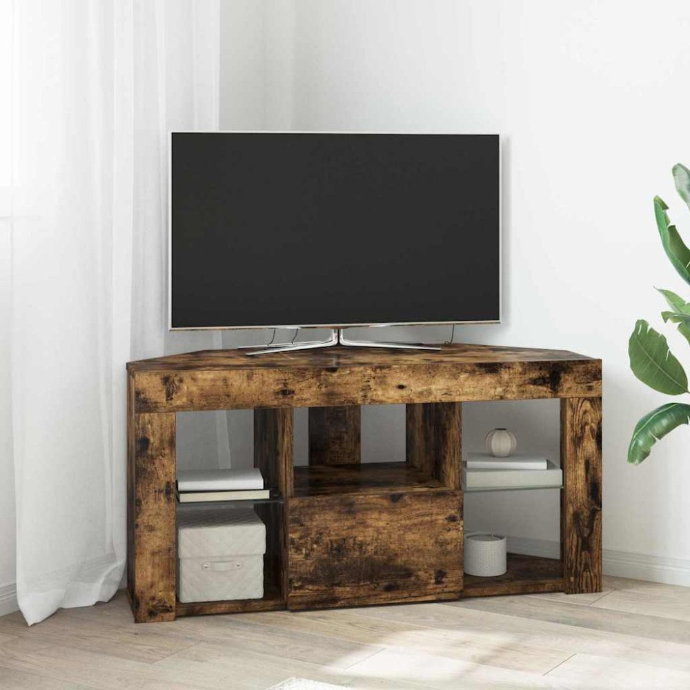vidaXL Hörn LED TV-skåp Rökt ek 105 x 40 x 50 cm Konstruerat trä