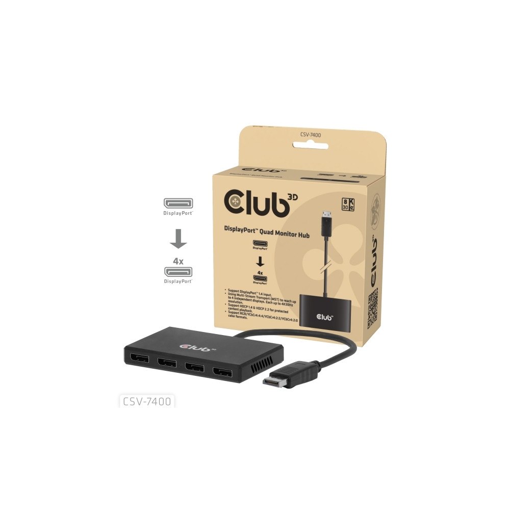 Club-3d CLUB3D CSV-7400, DisplayPort, 4x DisplayPort, 1 g, 40 g, 5 g...