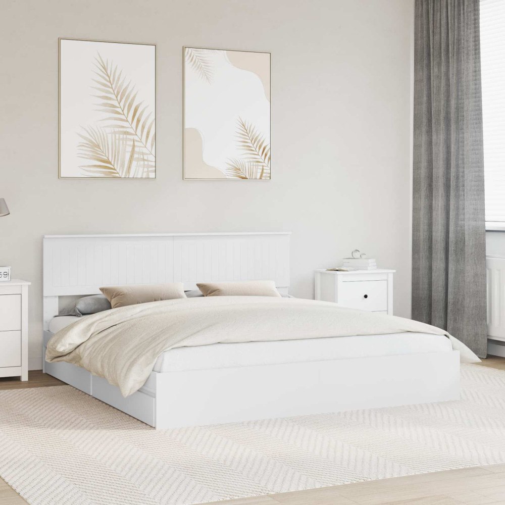 vidaXL Förvaringssäng med låda Vit 180 x 200 cm Konstruerat trä