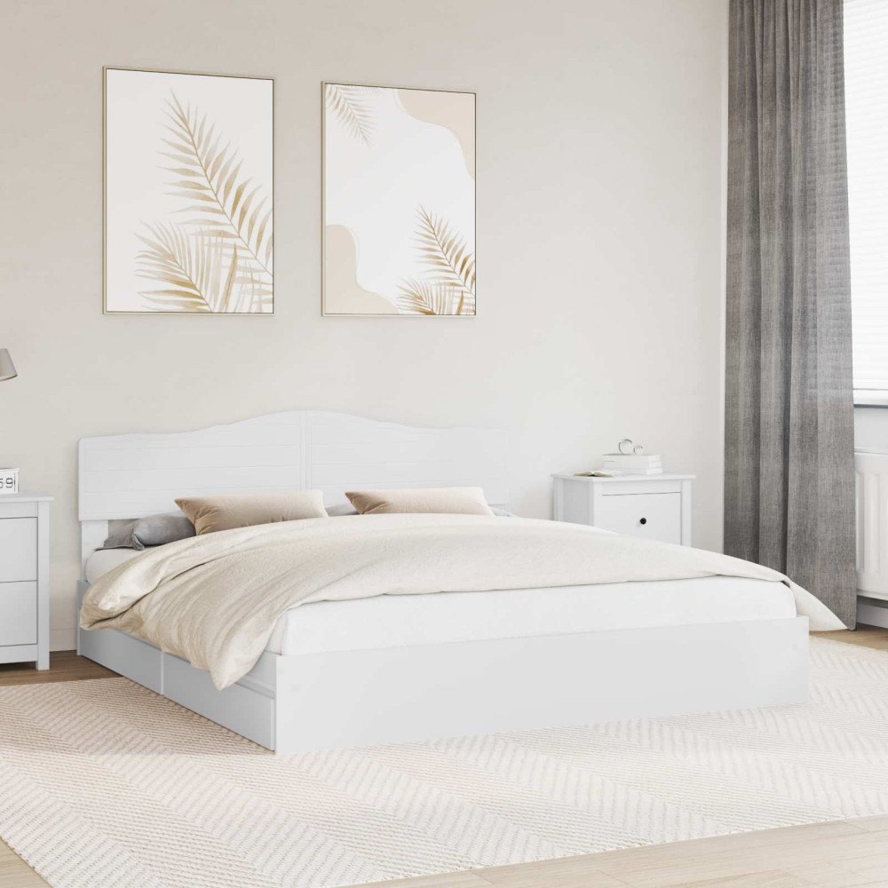 vidaXL Förvaringssäng med låda Vit 180 x 200 cm Konstruerat trä