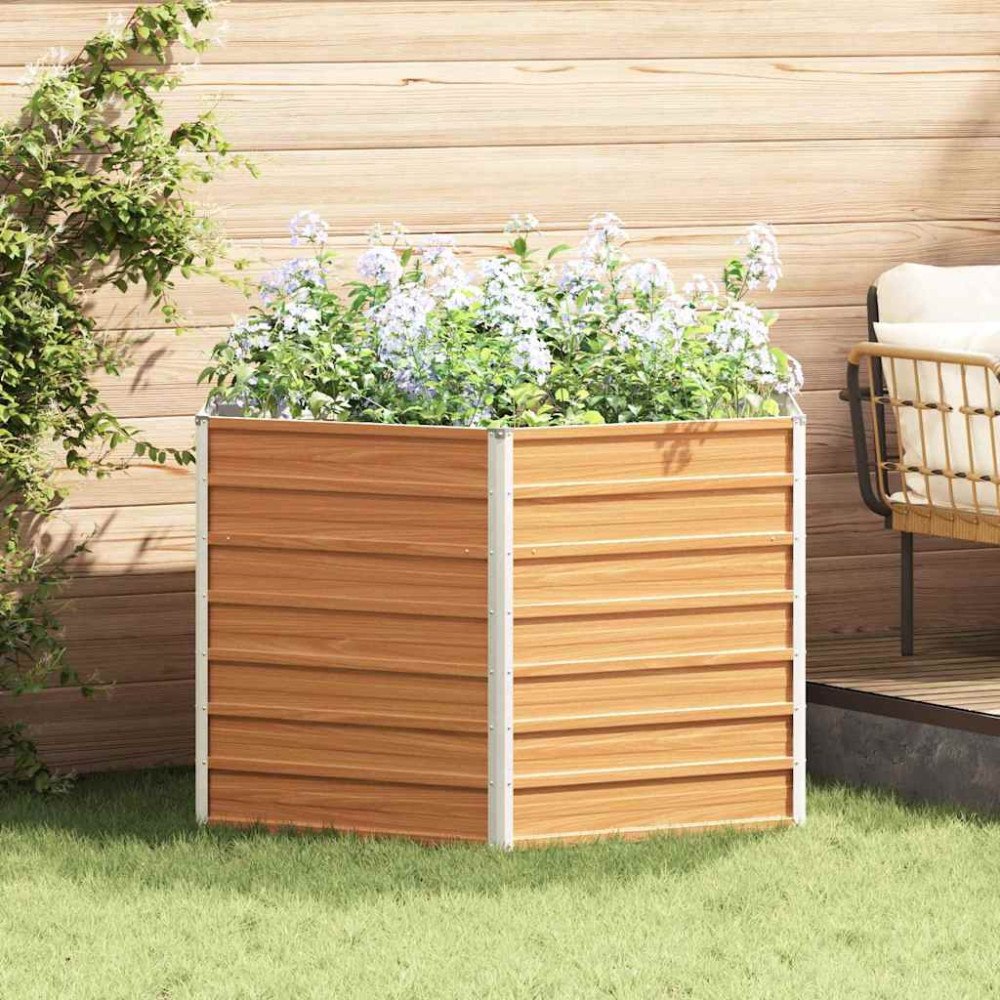 vidaXL Höjd Trädgårdsbädd Ljusbrun 129 x 129 x 77 cm Galvaniserat Stål