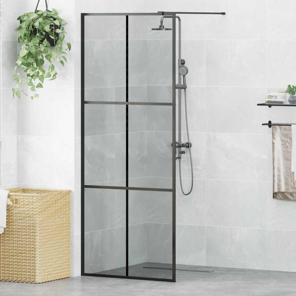 vidaXL Walk-in Duschvägg Svart 80 x 195 cm härdat glas