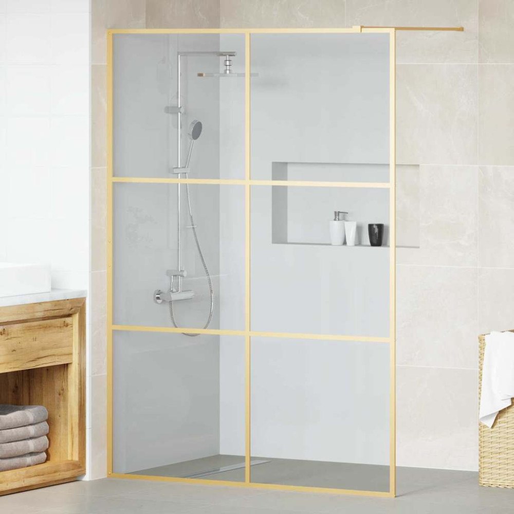 vidaXL Walk-in Duschvägg Guld 140 x 195 cm härdat glas