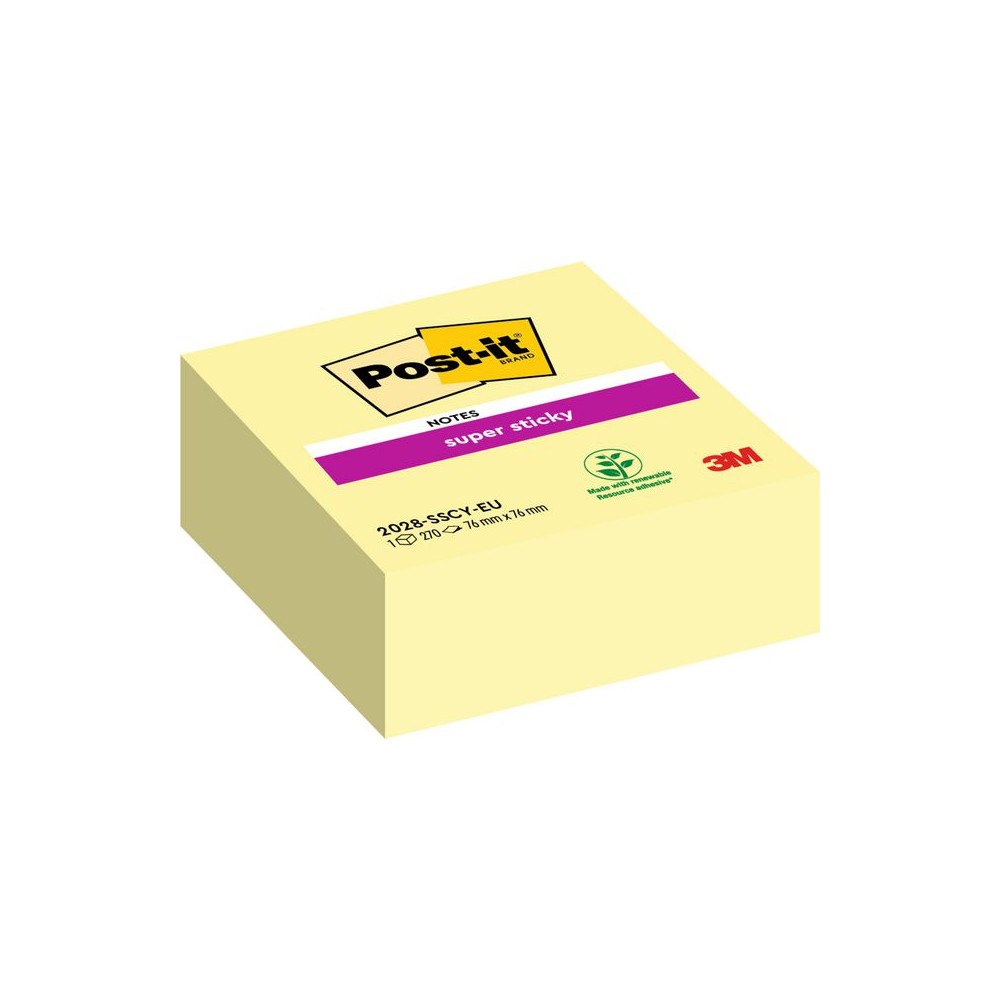 Post-it Notes POST-IT SS kub 76x76mm gul 270blad