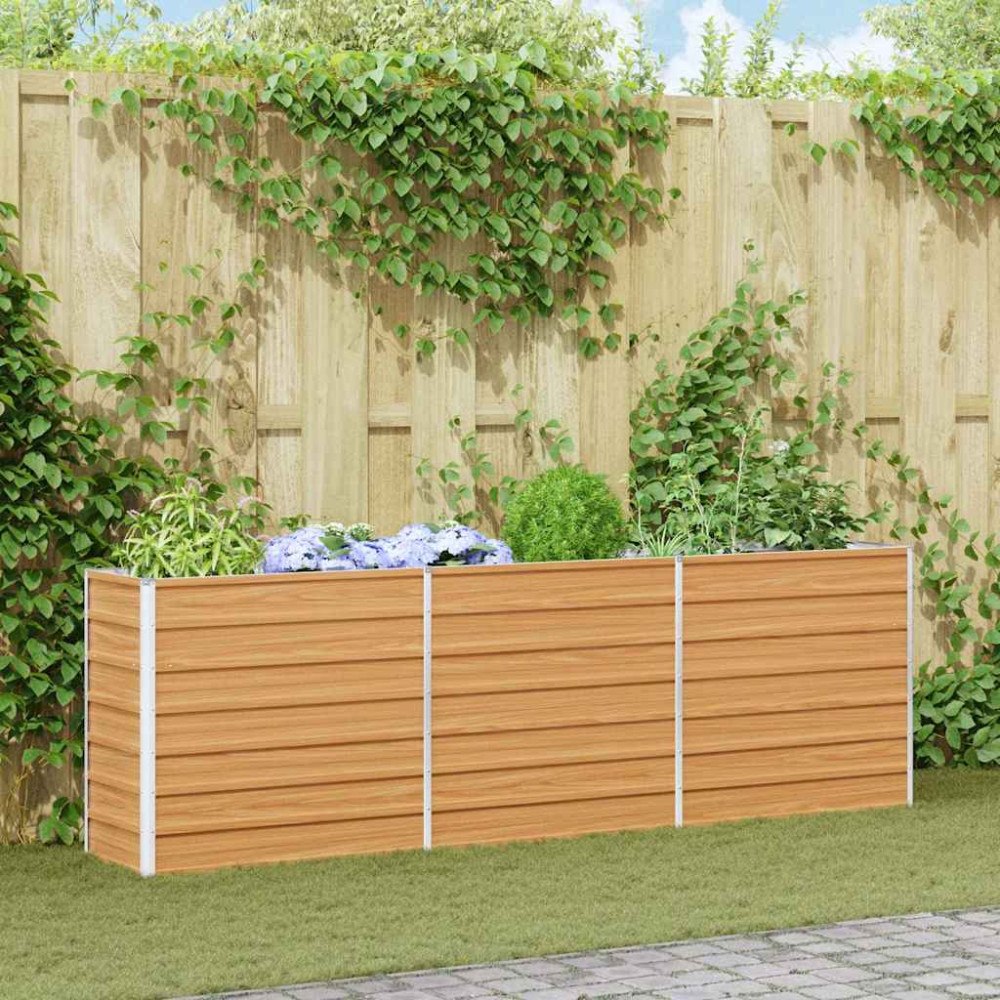 vidaXL Upphöjd odlingslåda Ljusbrun 240 x 40 x 77 cm Galvaniserat Stål