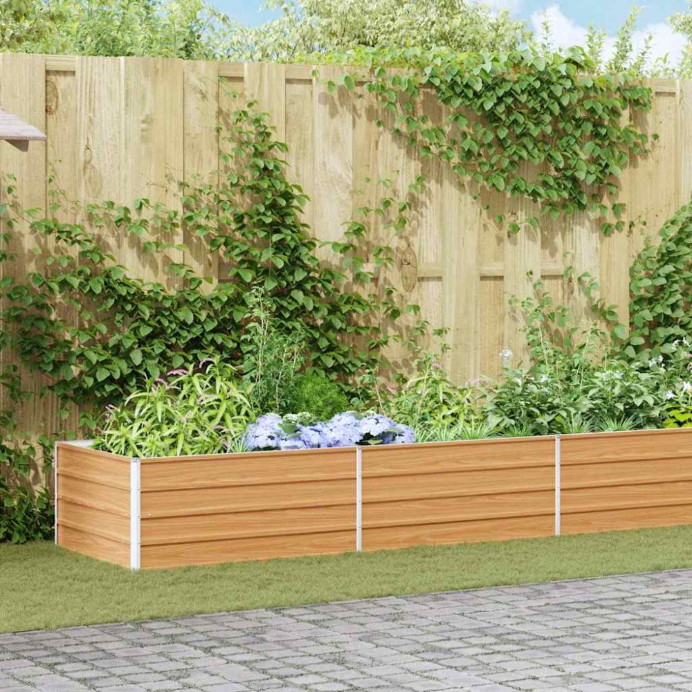 vidaXL Upphöjd odlingslåda Ljusbrun 600 x 80 x 45 cm Galvaniserat Stål