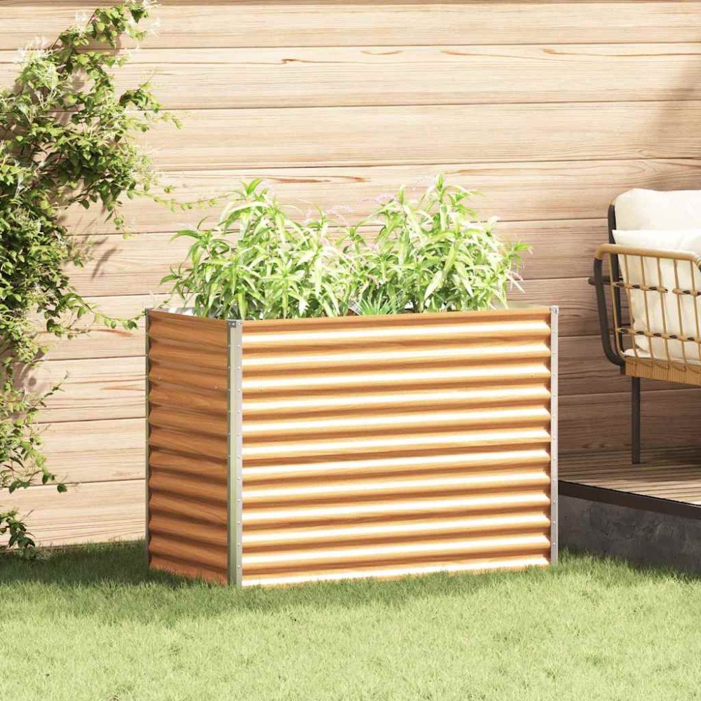 vidaXL Upphöjd odlingslåda Ljusbrun 98 x 50 x 68 cm Galvaniserat Stål