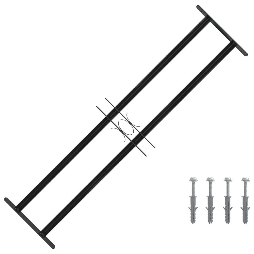 vidaXL Fönstergaller Svart 115 x 30 cm Pulverlackerat stål