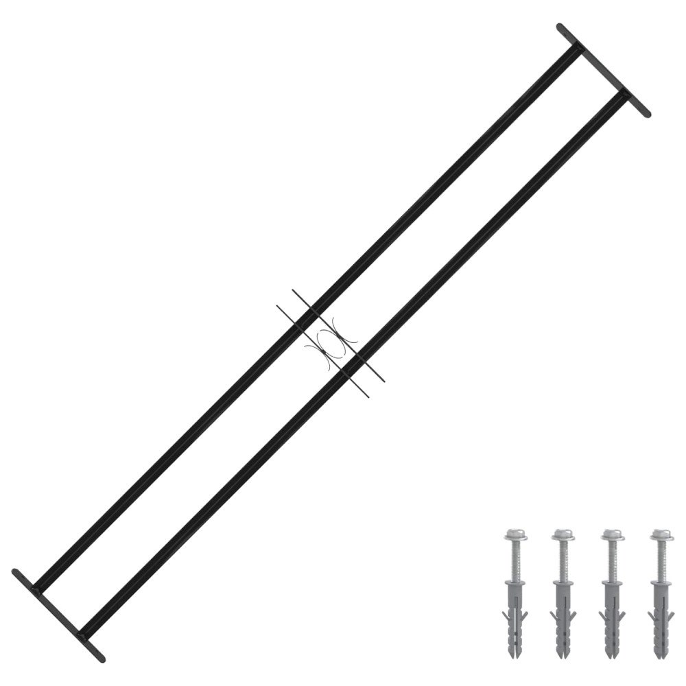 vidaXL Fönstergaller Svart 176 x 30 cm Pulverlackerat stål