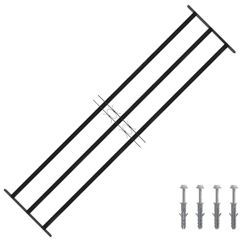vidaXL Fönstergaller Svart 174 x 45 cm Pulverlackerat stål