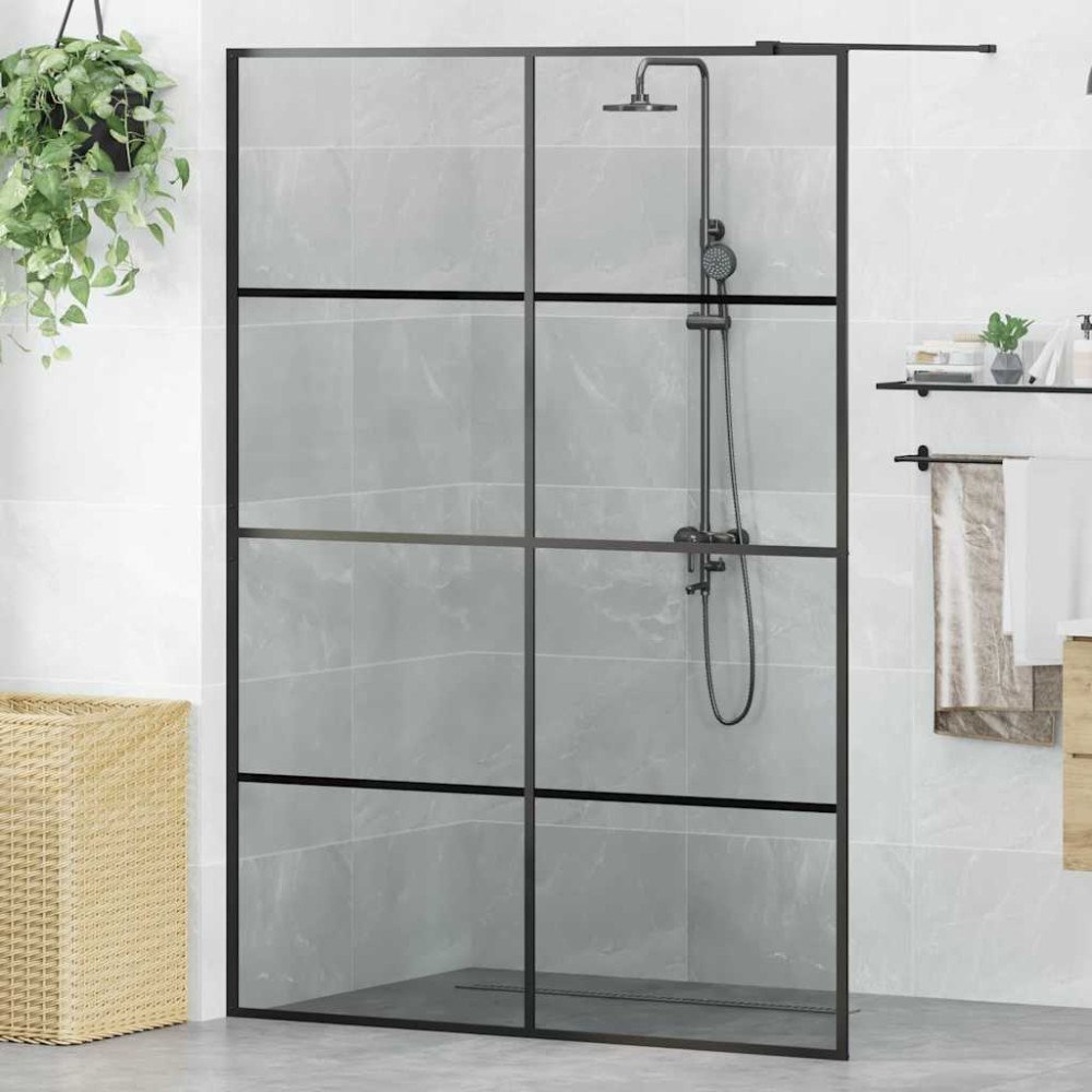 vidaXL Walk-in Duschvägg Svart 140 x 195 cm härdat glas