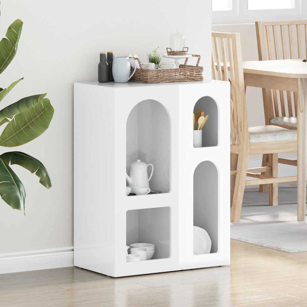 vidaXL Sideboard Högblanka vita 59 x 35 x 80.5 cm Konstruerat trä