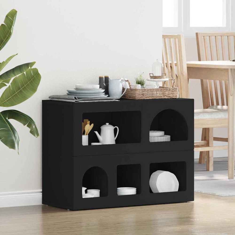 vidaXL Sideboard Svart 80,5 x 35 x 59 cm Konstruerat trä