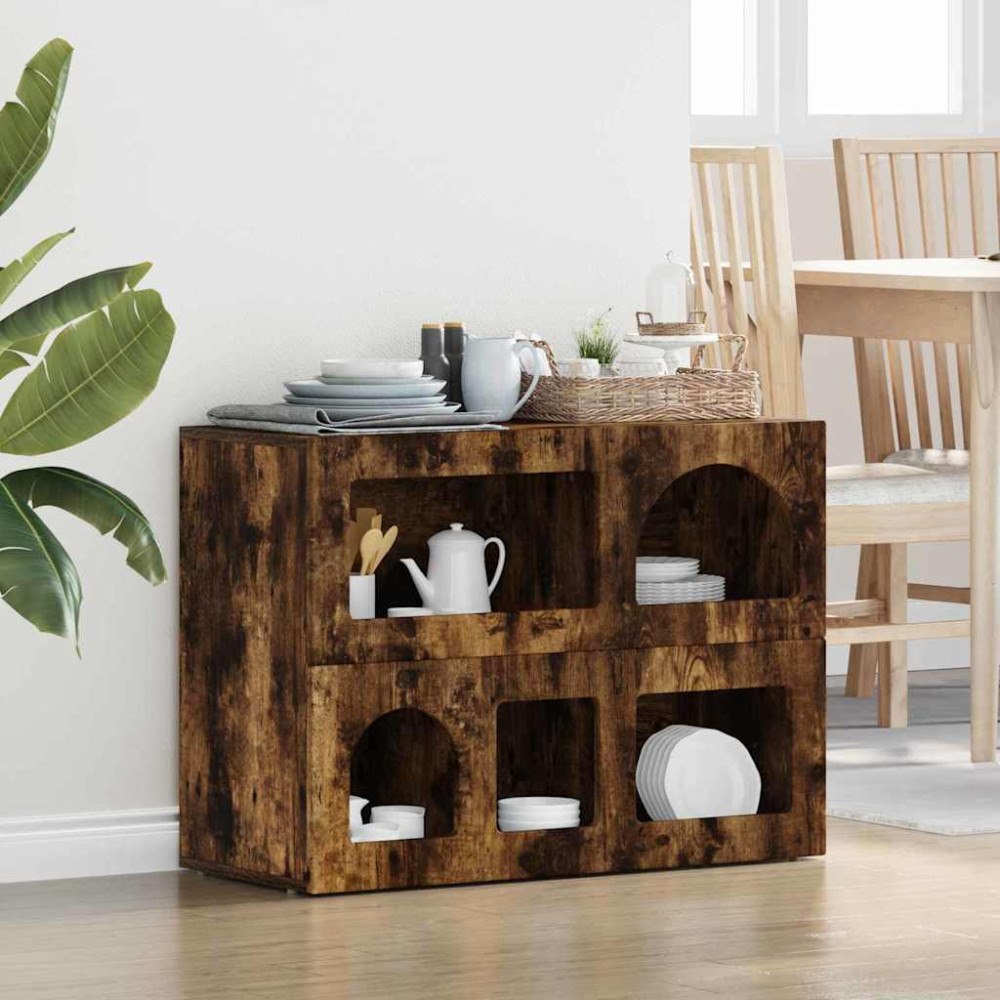 vidaXL Sideboard Rökt ek 80,5 x 35 x 59 cm Konstruerat trä