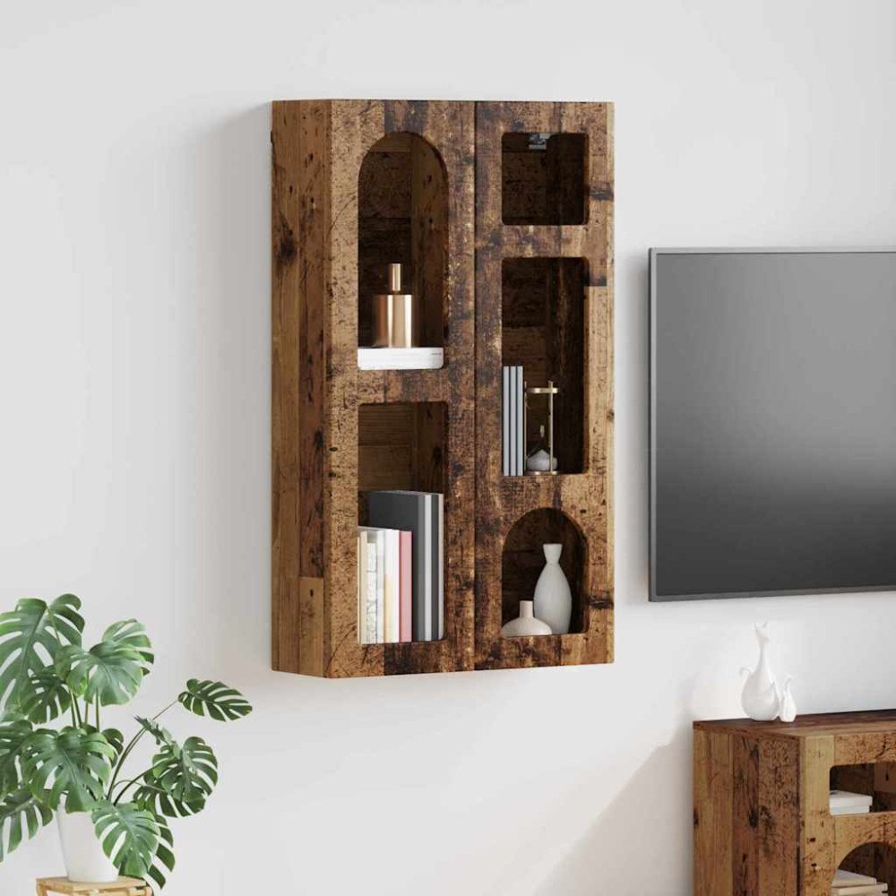 vidaXL Hängande skåp Gammalt trä 59 x 20 x 100 cm Konstruerat trä