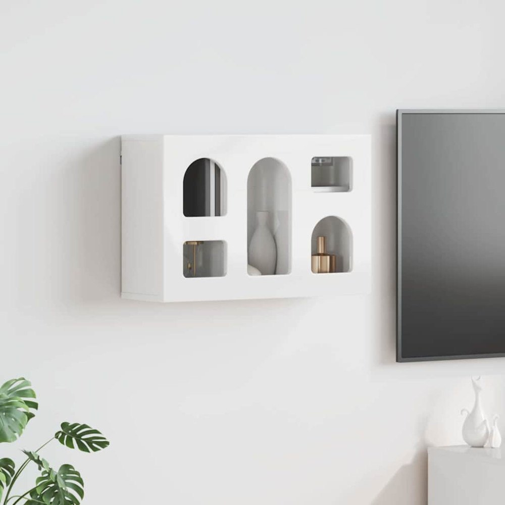 vidaXL Hängande skåp Högblanka vita 60 x 20 x 40 cm Konstruerat trä