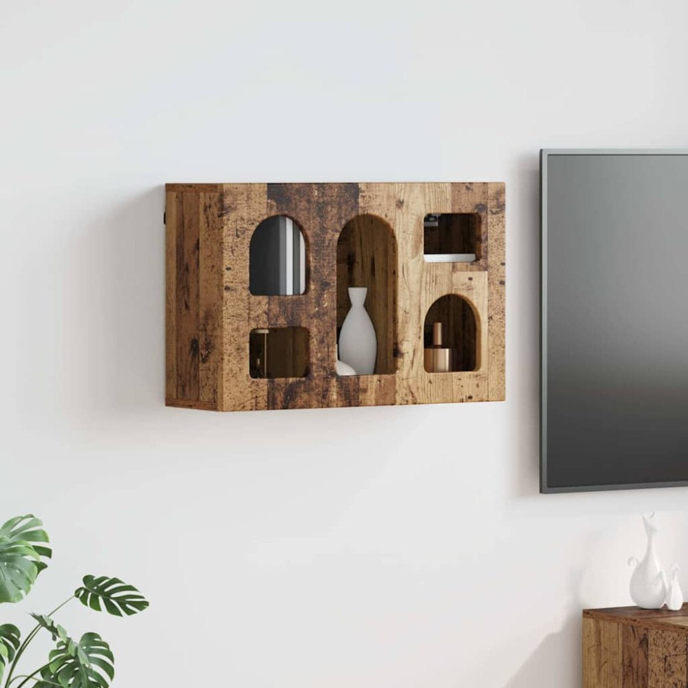 vidaXL Hängande skåp Gammalt trä 60 x 20 x 40 cm Konstruerat trä