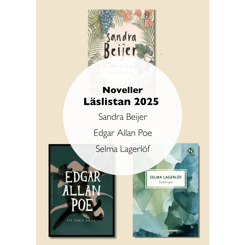 Novellix Noveller Läslistan 2025: Sandra Beijer, Edgar Allan Poe och Selma Lagerlöf (häftad)