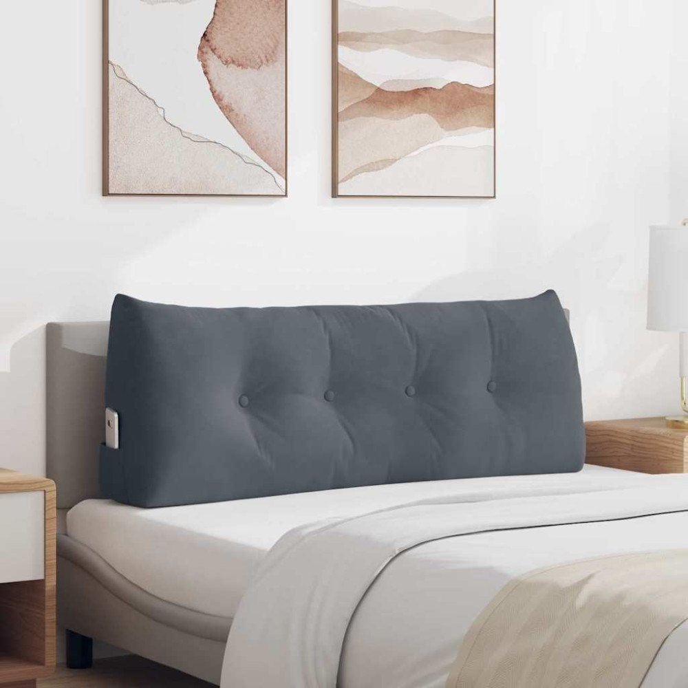 vidaXL Ryggkudde Mörkgrå 120 x 24 x 50 cm Sammet