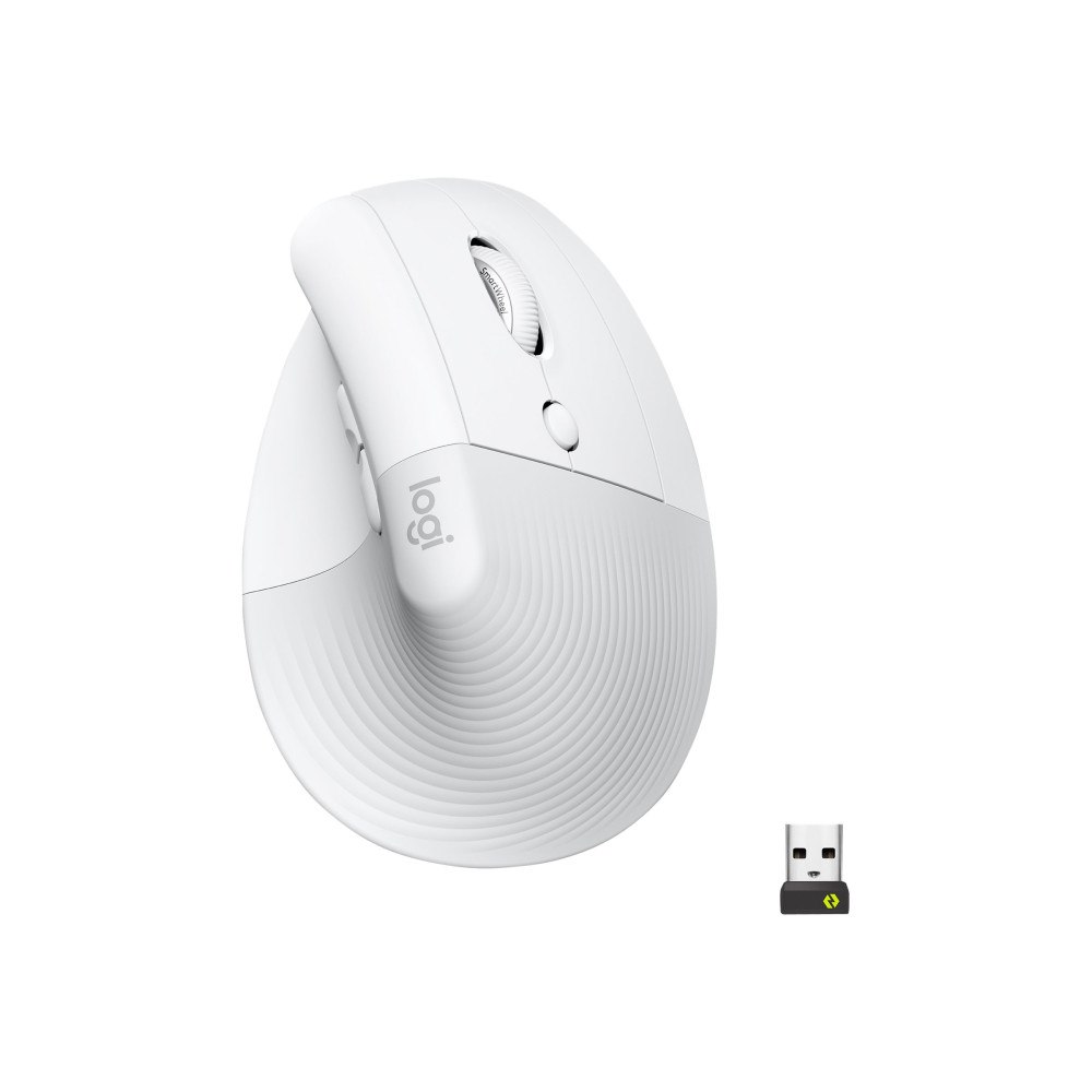 Logitech Logitech Lift Vertical Ergonomic Mouse - vertikal mus - Bluetooth, 2.4 GHz - offwhite