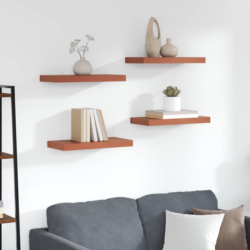 vidaXL Vägg hylla med lagring 4 pcs Röd 50 x 23 x 4 cm Konstruerat trä