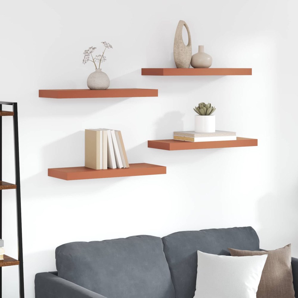 vidaXL Vägg hylla med lagring 4 pcs Röd 50 x 23 x 4 cm Konstruerat trä