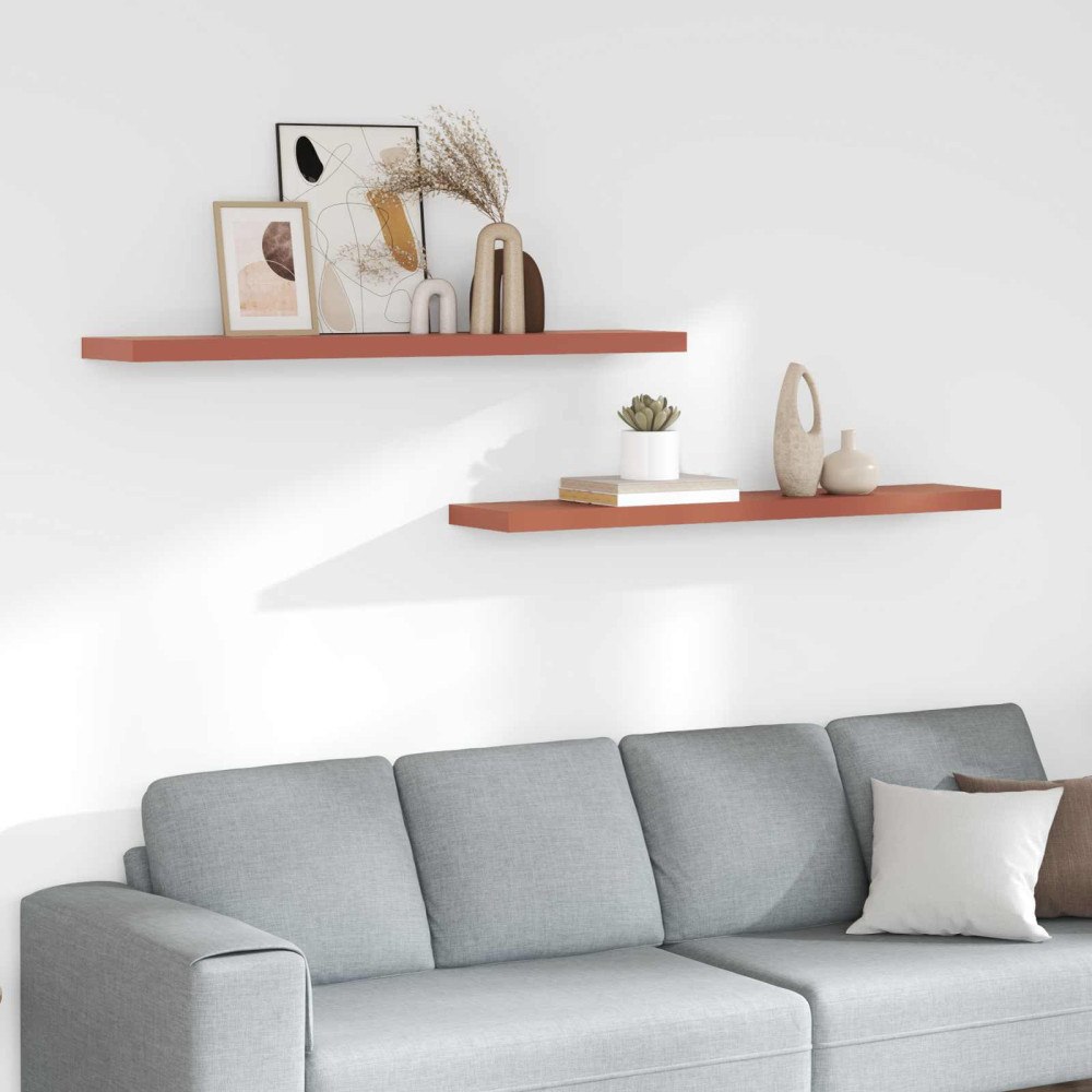 vidaXL Vägg hylla 2 pcs Röd 120 x 23,5 x 4 cm Konstruerat trä