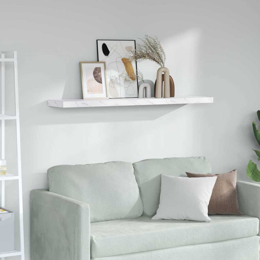 vidaXL Vägg hylla Vit marmor 120 x 23,5 x 4 cm Konstruerat trä