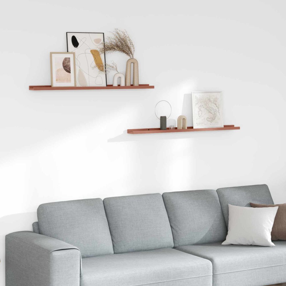 vidaXL Vägg hylla med hylla 2 pcs Röd 100 x 9 x 3 cm Konstruerat trä