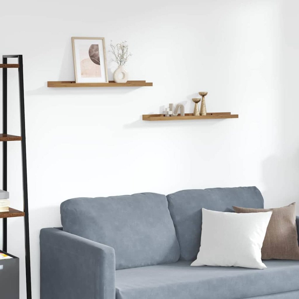 vidaXL Vägg hylla med hylla 2 pcs Brun 60 x 9 x 3 cm Konstruerat trä