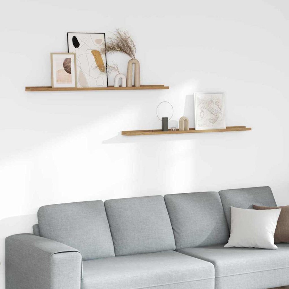 vidaXL Vägg hylla med hylla 2 pcs Brun 115 x 9 x 3 cm Konstruerat trä