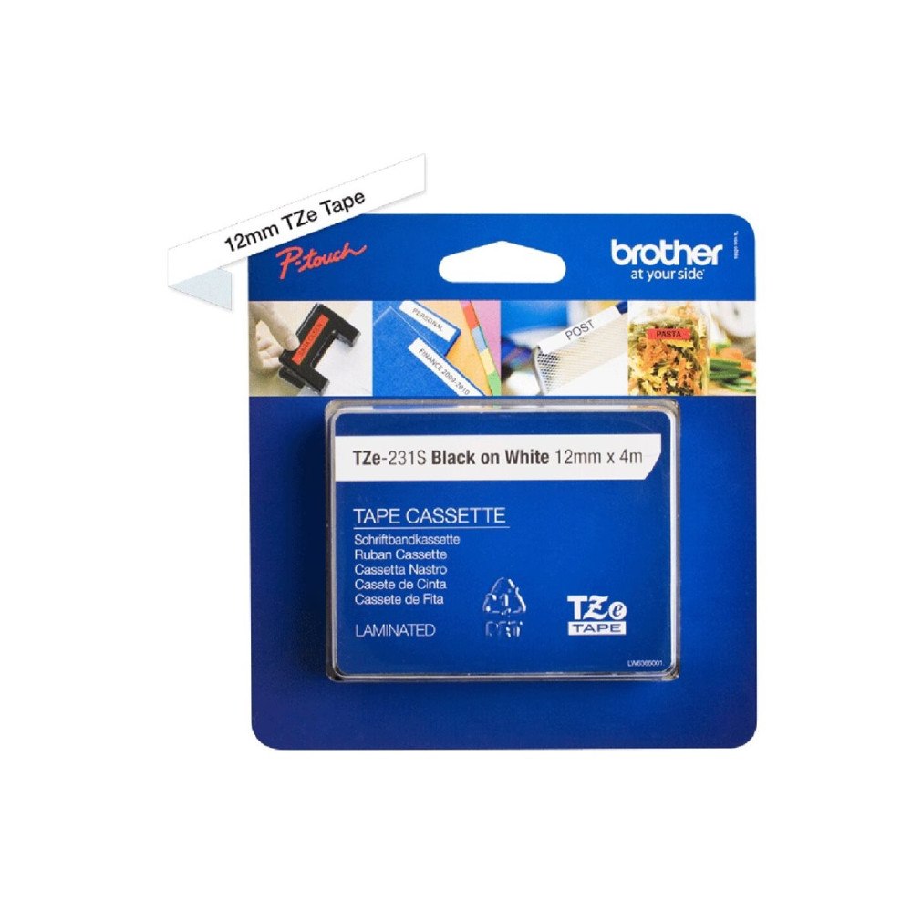 Brother Brother TZe-231S2 - bandlaminat - 1 kassett(er) - Rulle (1,2 cm x 4 m)