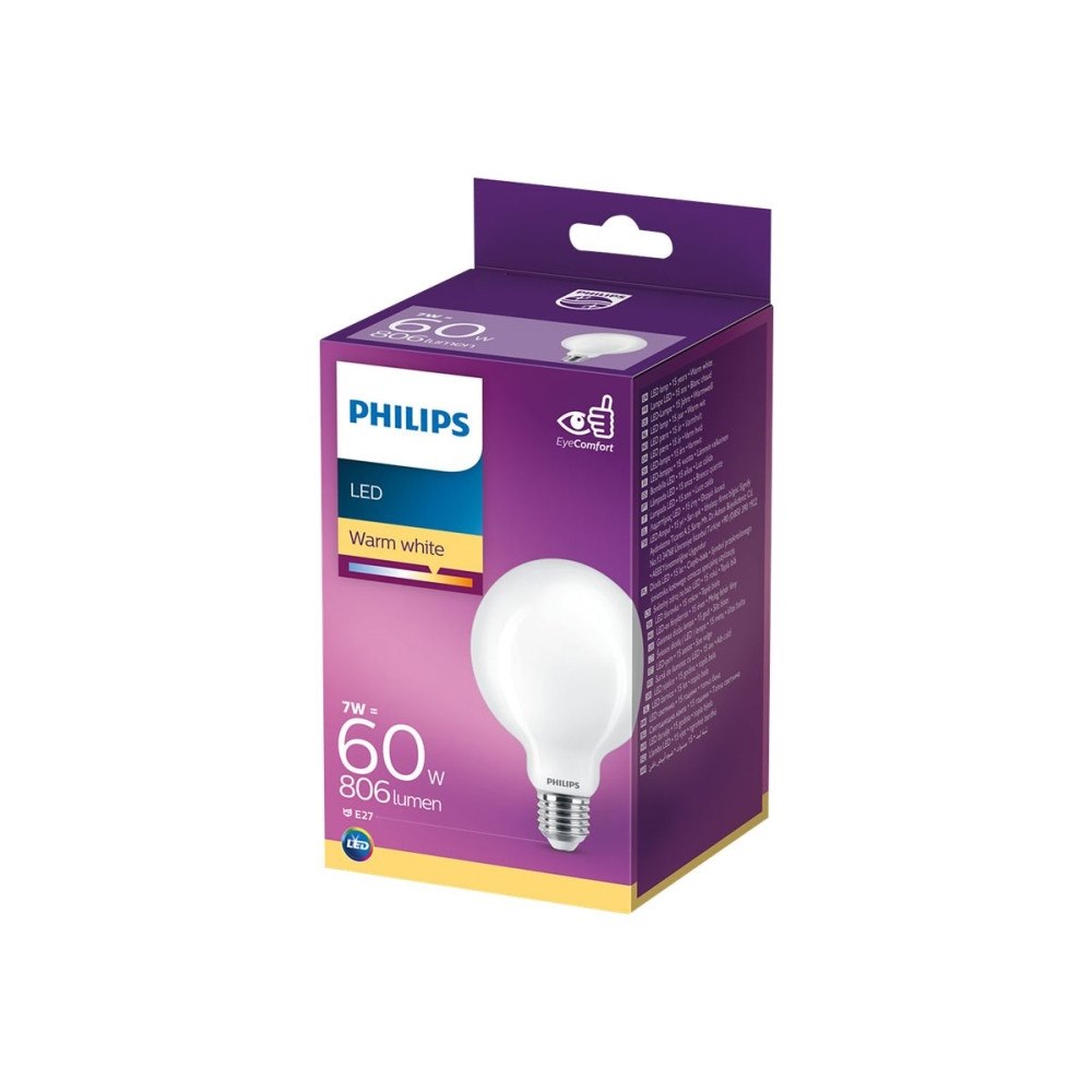 Philips Philips - LED-glödlampa - form: G93 - glaserad finish - E27 - 7 W - varmt vitt ljus - 2700 K