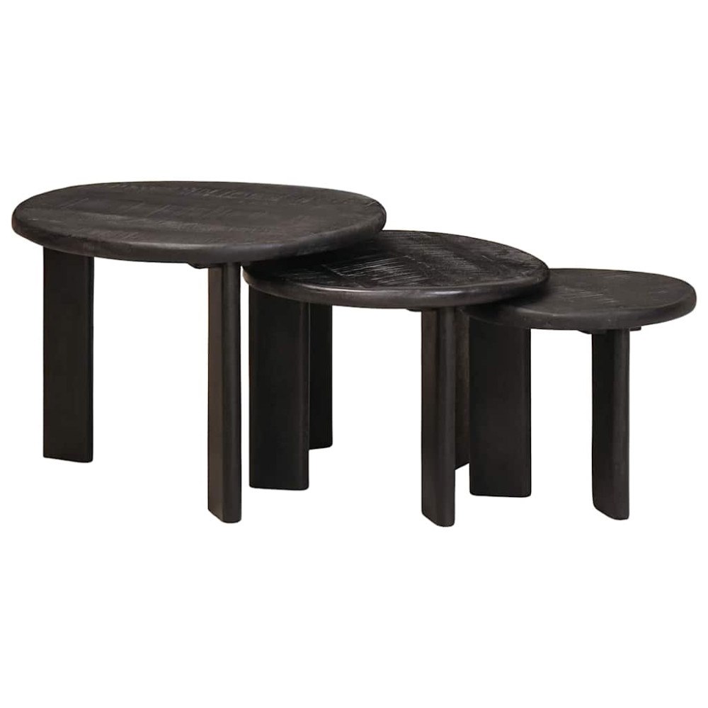 vidaXL Nesting Kaffe Bord 3 pcs Vit Massivt mangoträ