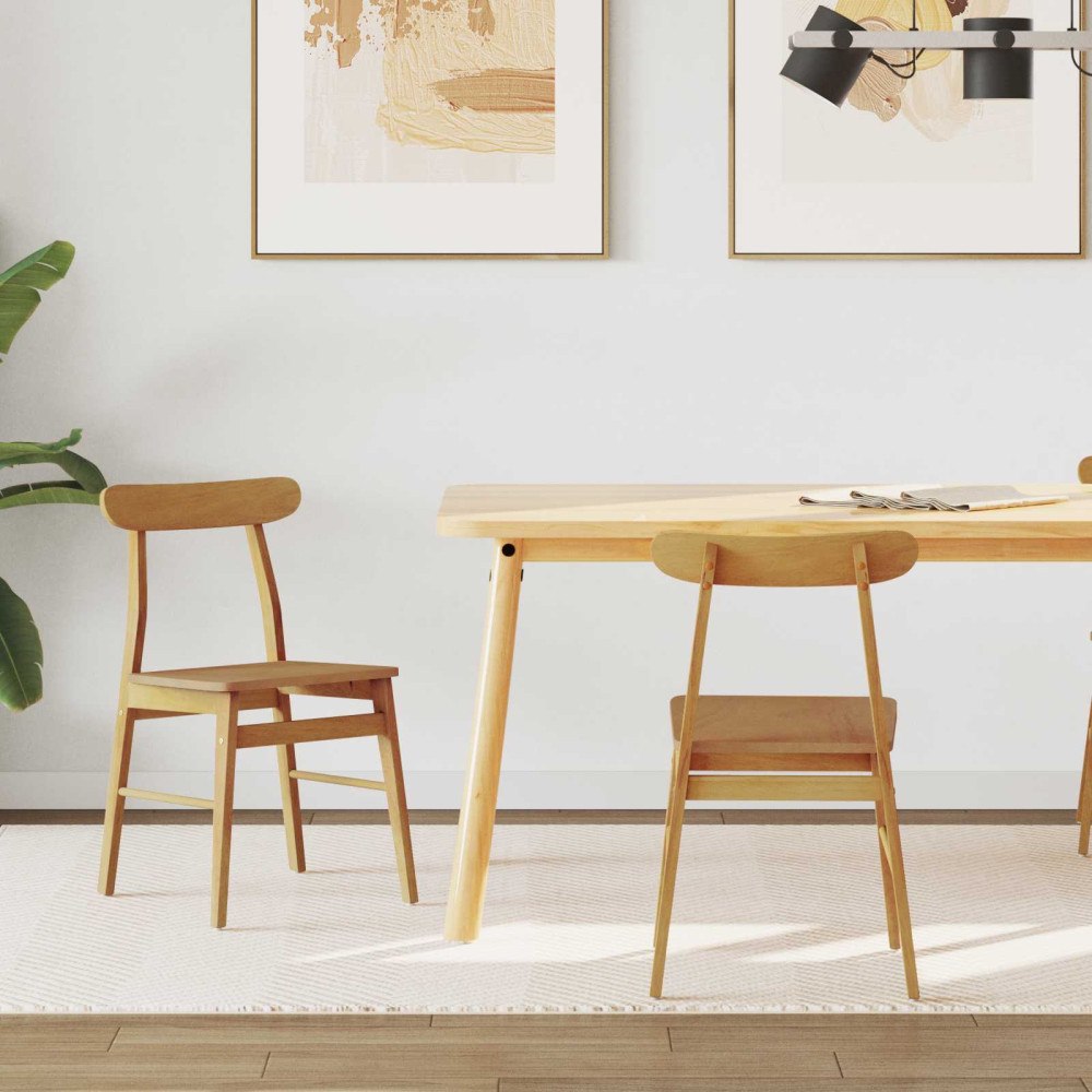 vidaXL Matstol 2 pcs Naturfärg 43 x 44,5 x 77 cm Massiv Gummiträ