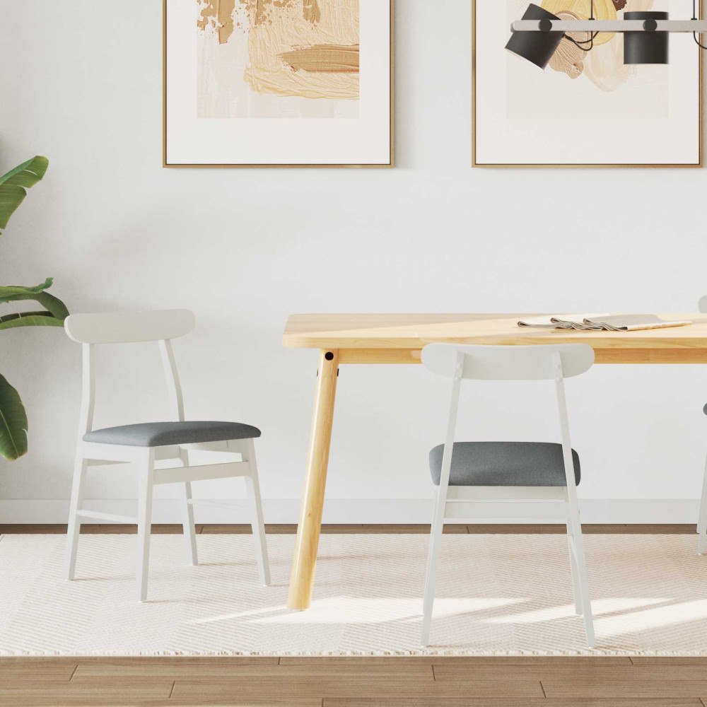 vidaXL Matstol 2 pcs Vitt och Grått Massiv Gummiträ