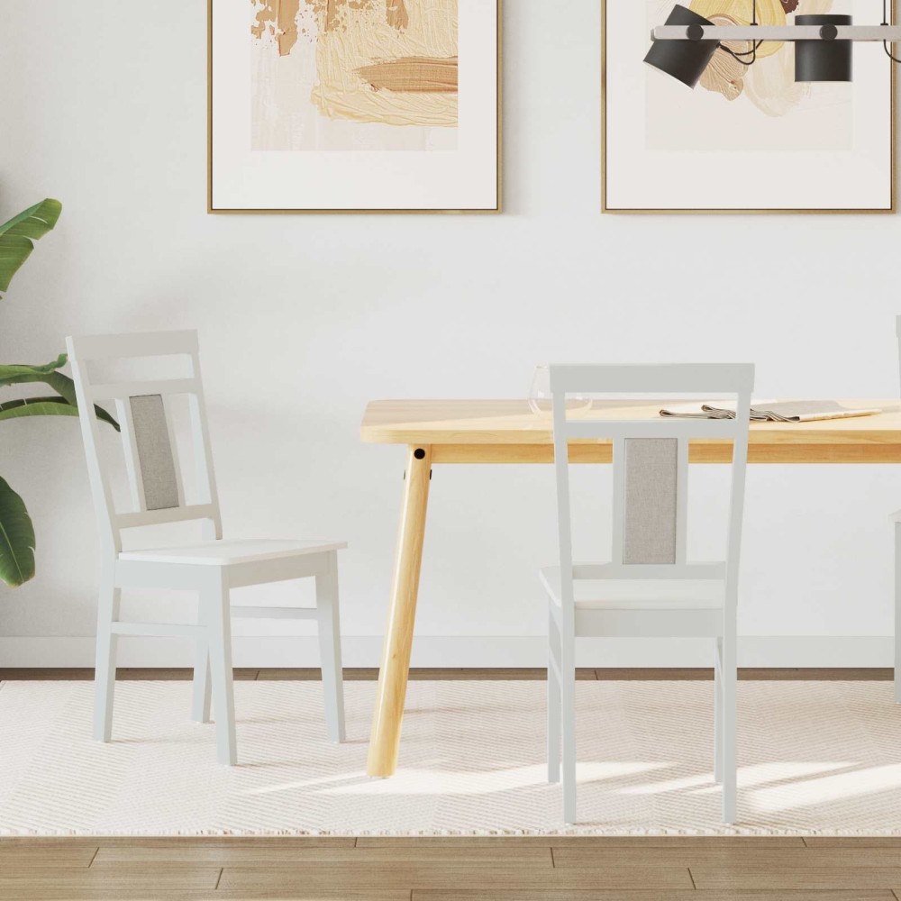 vidaXL Matstol 2 pcs Vit Massiv Gummiträ